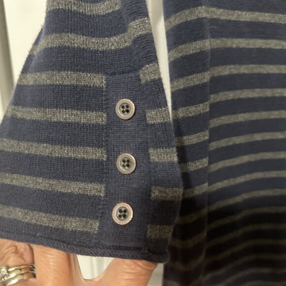Banana Republic Sweater Dress Women's Medium Striped Gray Blue Cotton - Picture 4 of 8